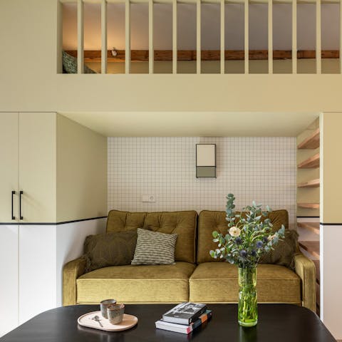 Get cosy in the bright and stylish living area