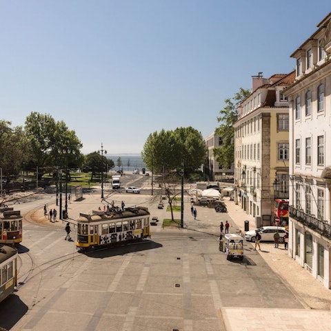 Enjoy a glass of wine at home as the trams pass outside your window