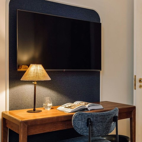 Take advantage of the stylish desk to get some work done