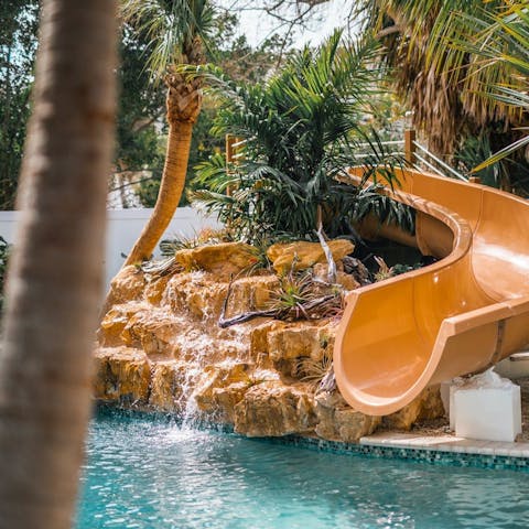 Savour leisurely afternoon swims in the saltwater pool
