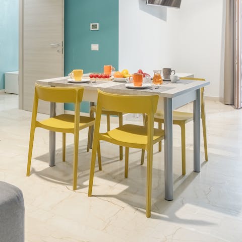 Start your mornings with breakfast around the dining table