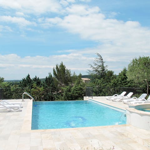Dive in to the shimmering swimming pool