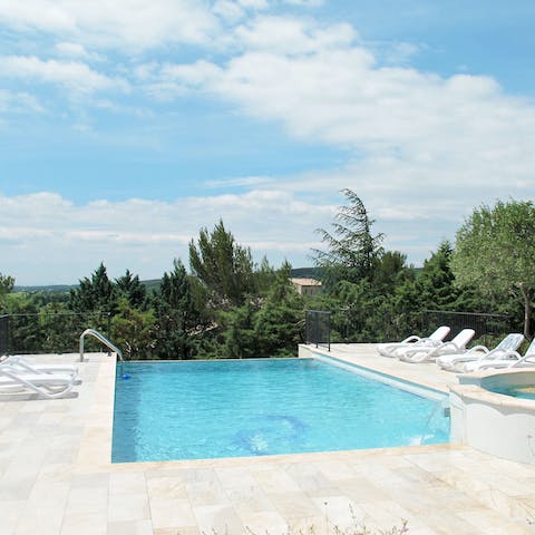 Dive in to the shimmering swimming pool