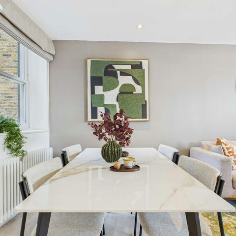 Gather around the dining table for a home-cooked meal