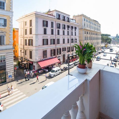 Watch the world go by from your private balcony