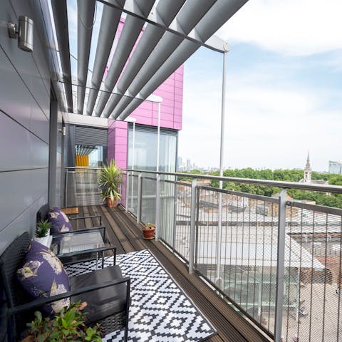 Make the most of the private balcony, with views over southeast London