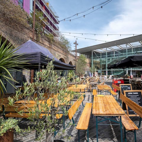 Eat and drink at the lively Deptford Market Yard, right on your doorstep