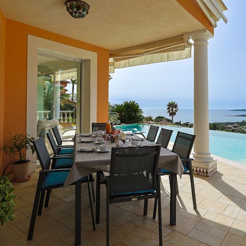 Admire stunning sea views as you tuck into a home-cooked meal alfesco