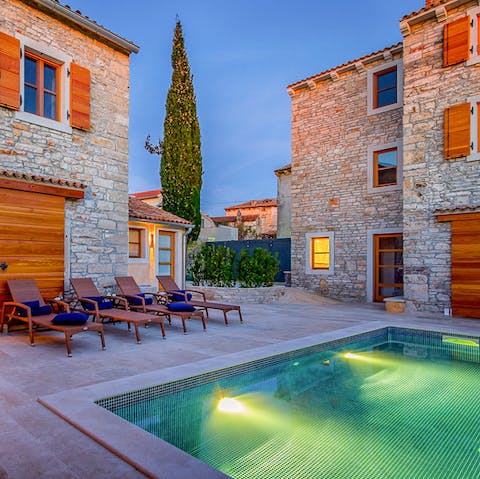 Lie back by the private pool and soak up some sun after a swim