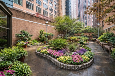 Lose yourself in the communal flower-filled courtyard