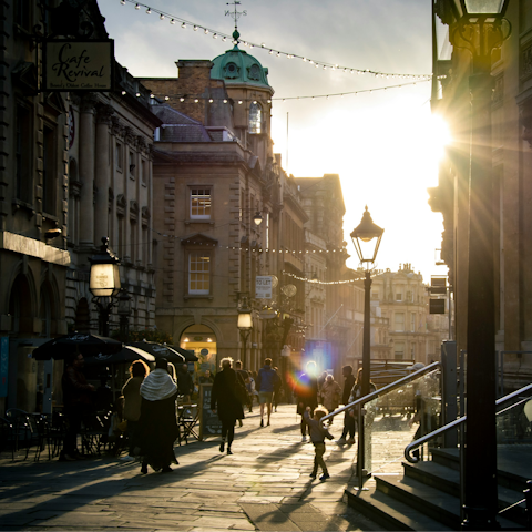 Stroll over to the city centre for dinner and drinks