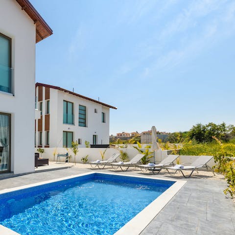 Cool off from the Cyprus sunshine with a dip in your private outdoor pool