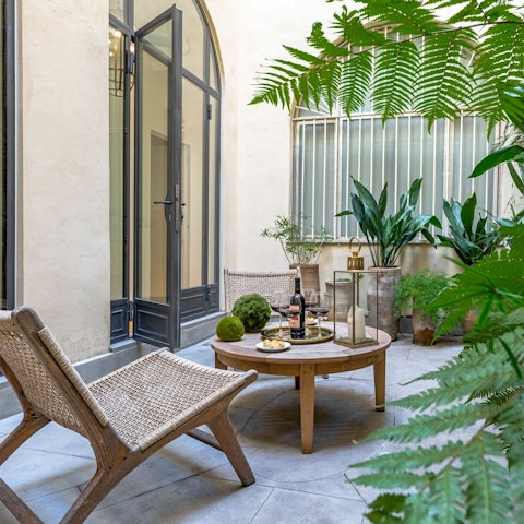 Savour evening aperitifs on the private terrace