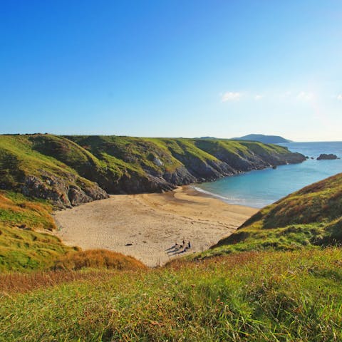 Follow the Wales Coastal path and discover Porthoer, just a mile away