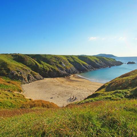 Follow the Wales Coastal path and discover Porthoer, just a mile away