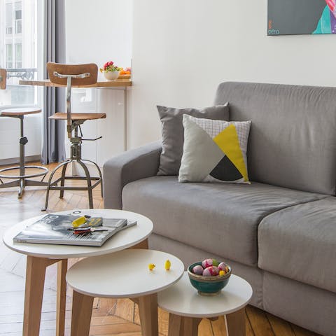 Sit yourself down on the comfy sofa after a busy day exploring the city