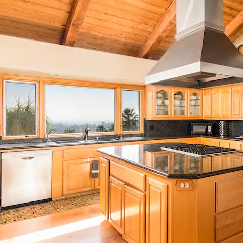 Cook up a feast while overlooking the valley
