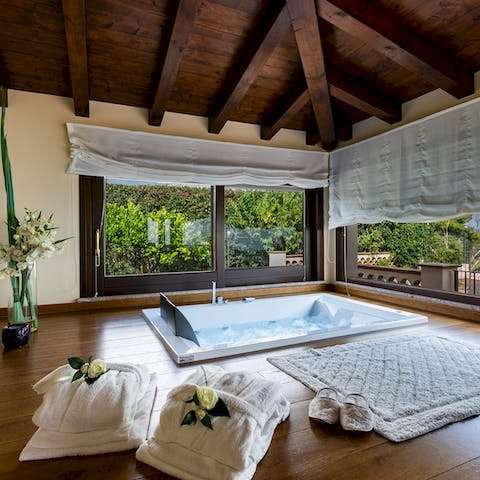 Indulge in some me-time in the whirlpool tub