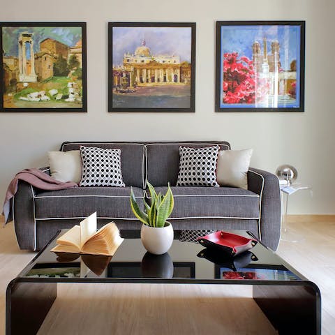 Unwind in the light-filled living room with the soft breeze flooding in