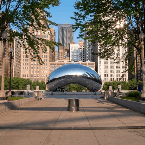 Stroll through nearby Millennium Park to see Cloud Gate