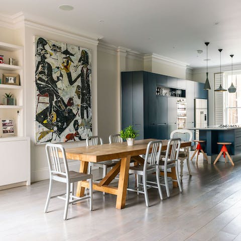 Gather around the dining table for a full English breakfast