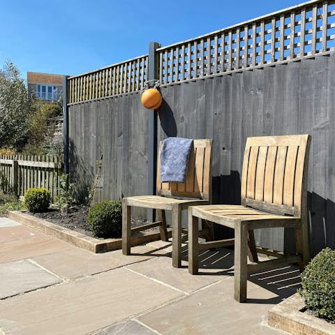 Sip your morning cuppa on the sun-kissed patio