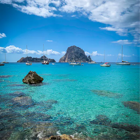 Drive to your nearest beach, Cala Vedella, in just five minutes