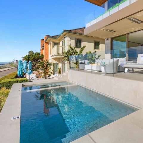 Swim in the heated pool on a sunny day