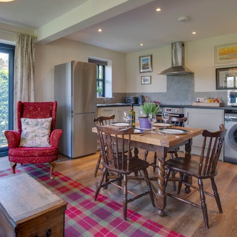 Get cosy with a warm home cooked meal and a relaxing evening in after a day out in the countryside