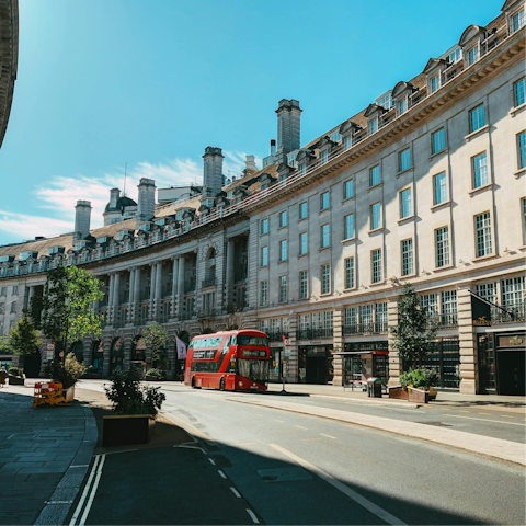 Enjoy a shopping day on bustling Regent Street, a six-minute stroll away