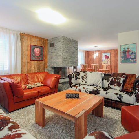 Cosy up round the open-hearth fireplace
