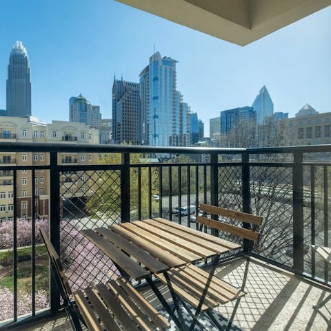 Sip your morning coffee with city views on the private balcony
