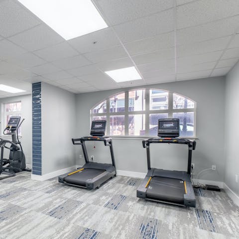 Stay active in the building's communal gym
