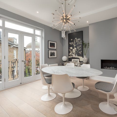 Open up the French doors to the Juliet balcony as you enjoy a full English breakfast