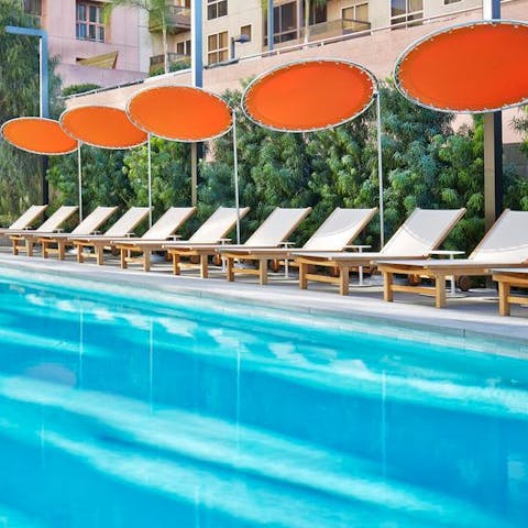 Take a dip in the communal pool first thing in the morning