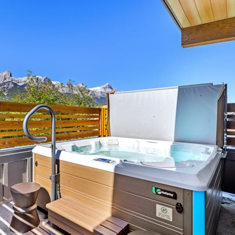 Unwind with a dip in the seven-seater hot tub