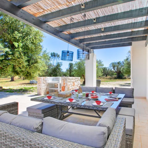 Wine and dine under the covered terrace