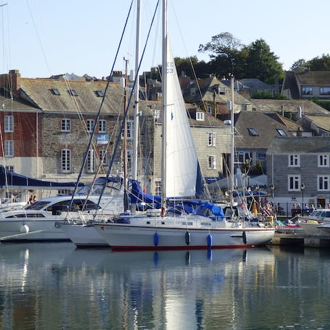 Explore Padstow's harbour, only a three-minute walk from the front door