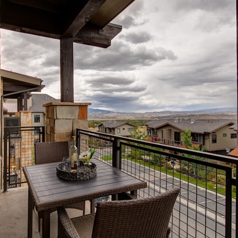 Admire mountain views from the private balcony