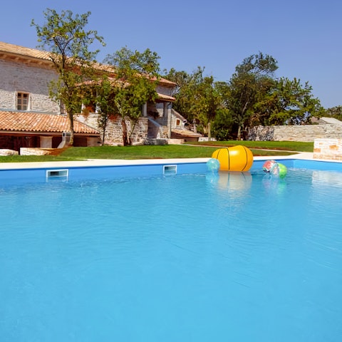 Expect to spend hours beneath the sun in your private swimming pool