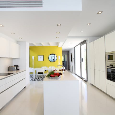 Rustle up home-cooked meals in the sleek chef's kitchen