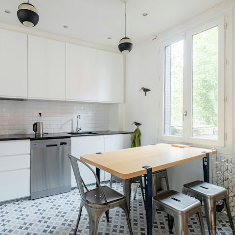 Gather at the kitchen table for coffee and pastries