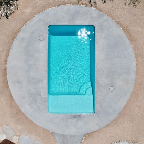 Take a dip in the saltwater swimming pool