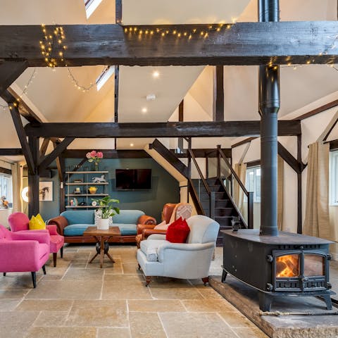 Light the wood-burner and warm up in the lounge
