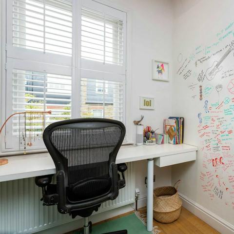 Head to the workspace to catch up on some emails over a mug of coffee
