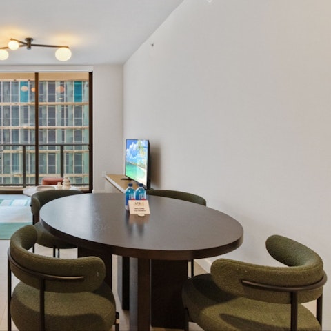 Gather around the dining table for a leisurely meal