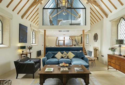 Sleep in the mezzanine pod, with views through the old church interiors