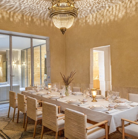 Gather around the dining table for chef-prepared dinners