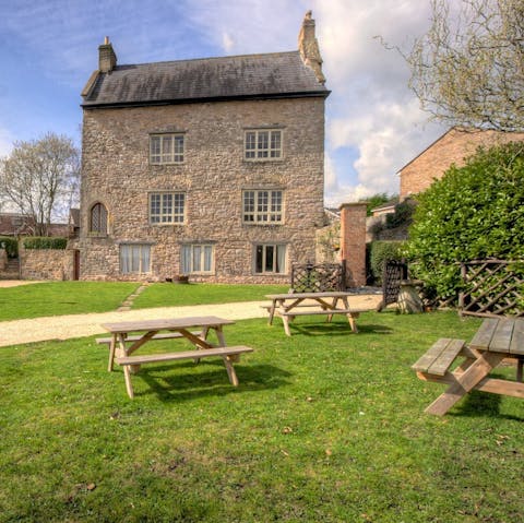 Take lunch outside on one of the picnic benches in the grounds