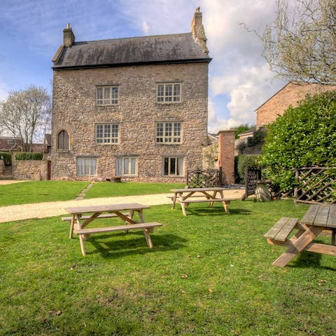 Take lunch outside on one of the picnic benches in the grounds